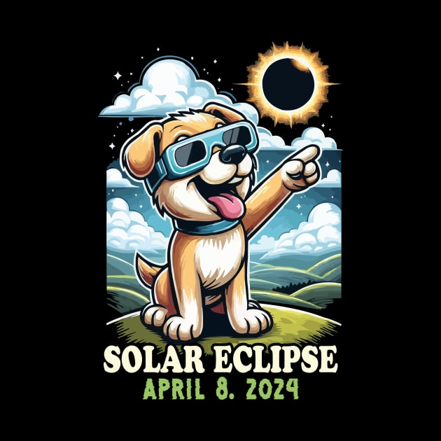 Solar Eclipse April 2024 Dog Wearing Solar Eclipse Glasses by JUST PINK