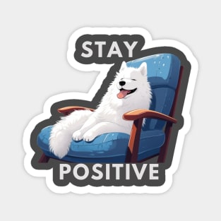 Stay Positive Dog on Couch Magnet