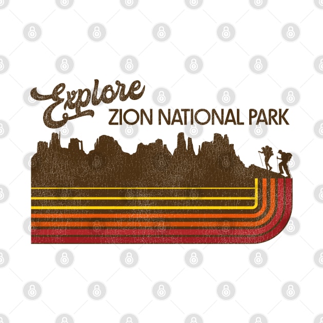 Explore Zion National Park Retro 70s/80s Stripe by darklordpug