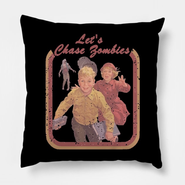 Let's Chase Zombies Pillow by johnoconnorart