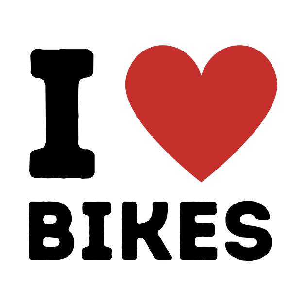 I Love Bikes Simple Heart Design by Word Minimalism