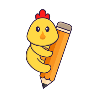 Cute chicken holding a pencil. T-Shirt