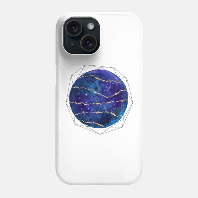 Blue and Gold Galaxy Phone Case by Sybille