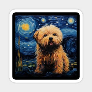 Cute Puli Dog Puppy Brown Painted in Starry Night style Magnet