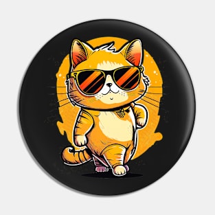 Cute ginger cat wearing sunglasses Pin