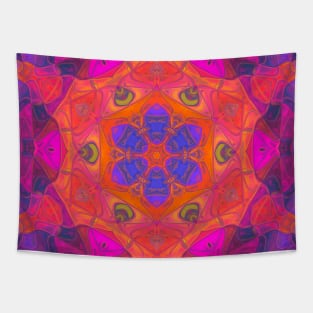 Mosaic Mandala Flower Purple Orange and Pink Tapestry