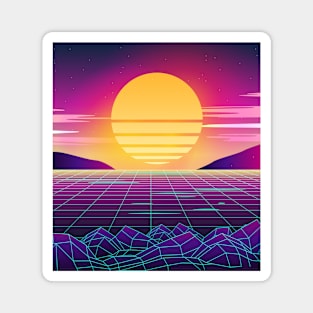 80s Sunset at the Beach Retrowave Magnet