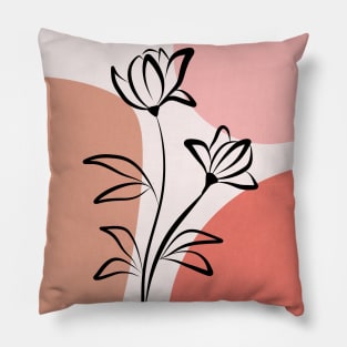 Abstract Botanical Dainty Poppy Line Flower Pillow