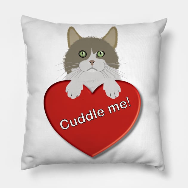 Cat resting on a heart Pillow by GiCapgraphics