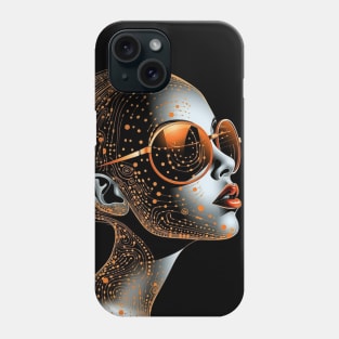 Vector Drawing - Robot-Girl in Sunglasses, Surrealism, Beautifully Transparent, Graphic with Elegant Patterns and Design, a New Fashionable Style Phone Case