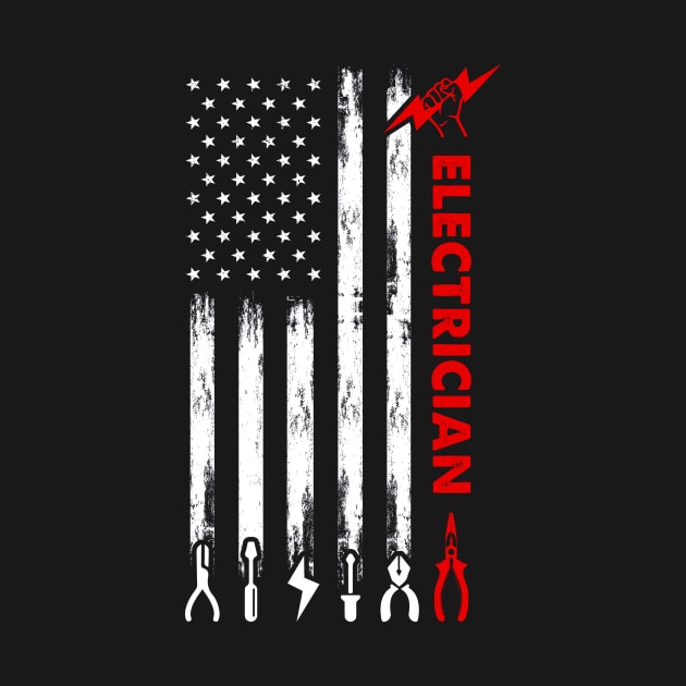 Tools for Electricians Electrician USA American Flag by LawrenceBradyArt