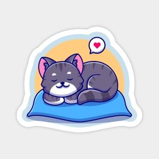 Cute Cat Sleeping On Pillow Cartoon Magnet