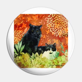 Desert Cat Brothers Negative Painting Orange Background Pin