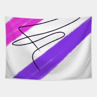 Pink Purple abstract black watercolor art Tapestry