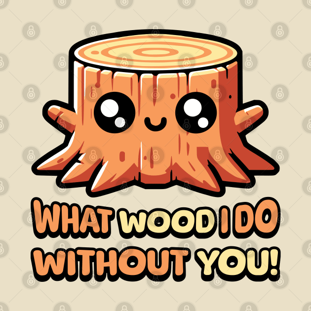 What Wood I Do Without You! Cute Tree Stump Pun by Cute And Punny