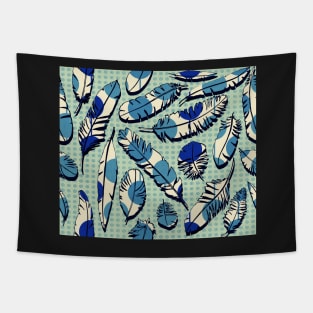 Vintage Feathers (aqua blue) Tapestry