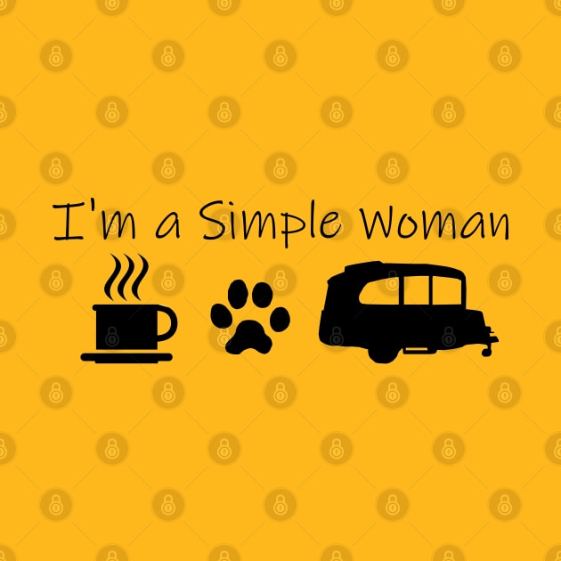 Airstream Basecamp "I'm a Simple Woman" - Coffee, Cats & Basecamp T-Shirt by dinarippercreations