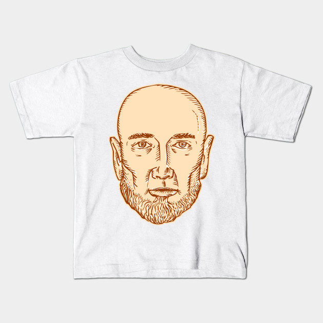 Male Bald Head Bearded Etching Male Bald Head Bearded Etching Kids T Shirt Teepublic