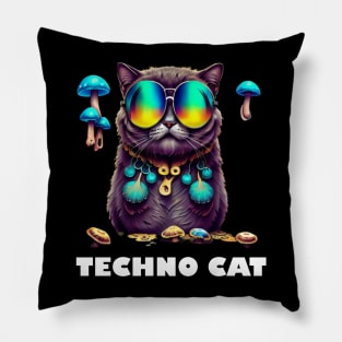 Techno T-Shirt - Techno Cat Organism - Catsondrugs.com - Techno, rave, edm, festival, techno, trippy, music, 90s rave, psychedelic, party, trance, rave music, rave krispies, rave flyer T-Shirt T-Shirt T-Shirt Pillow