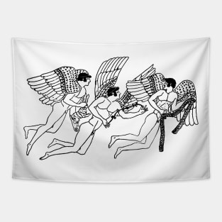 3 Winged Greek Gods Bringing Gifts of Love Tapestry