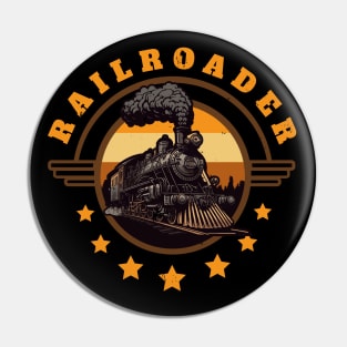 Railroader Steam Locomotive Railroad Pin