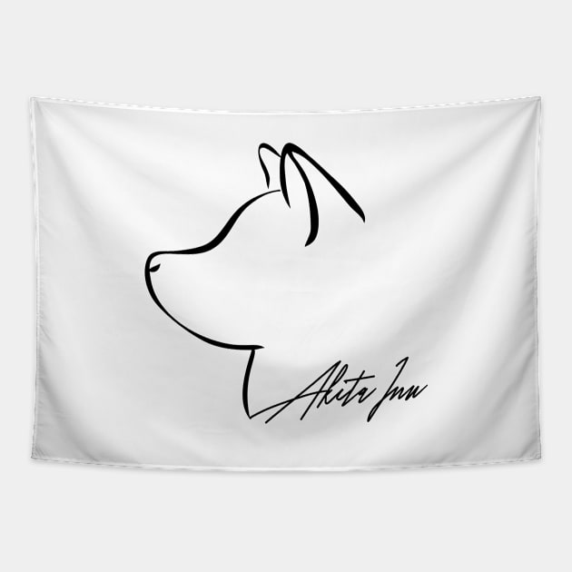 Proud Akita Inu profile dog lover gift Tapestry by wilsigns