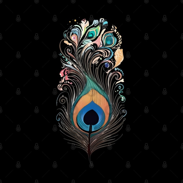 A psychedelic graphic design with a peacock feather. by RkArt25