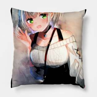 Shirogane Noel Anime Watercolor Pillow