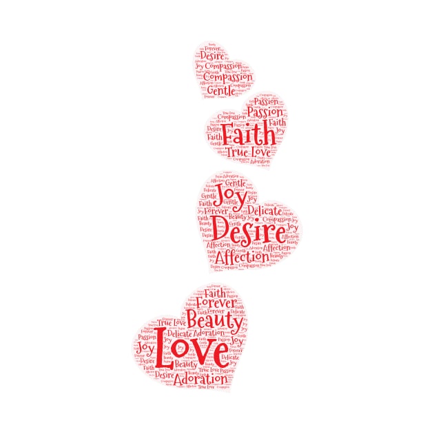 Four Large Cascading Red Word Cloud Hearts by ckandrus