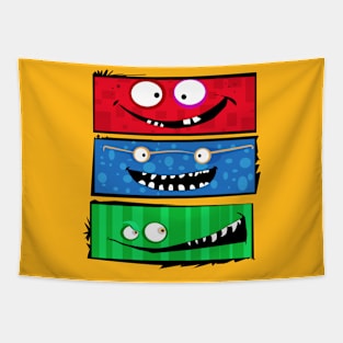 THREE FUNNY FACES Tapestry