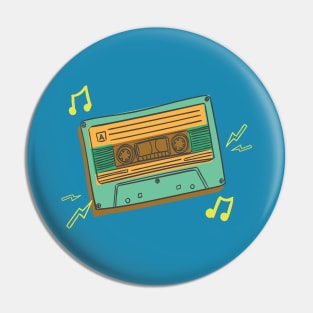 Retro Cassette Tape Blue Pin