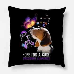Hope For A Cure Sarcoidosis Awareness Dog Butterfly Ribbon Pillow