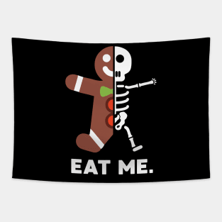 Gingerbread Man Funny Christmas Skeleton Eat Me Tapestry