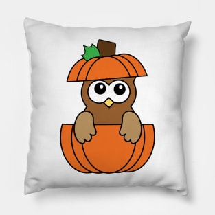Cute Owl in Pumpkin Pillow