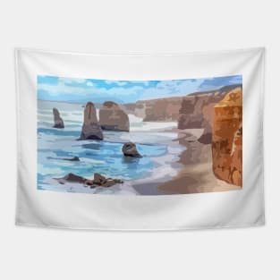 12 Apolstles Great Ocean Road Digital Painting Tapestry