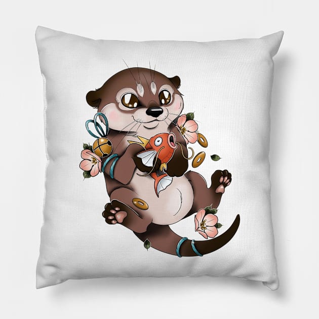 otter Pillow by sample the dragon