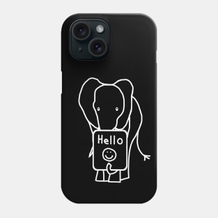 White Line Elephant says Hello Phone Case