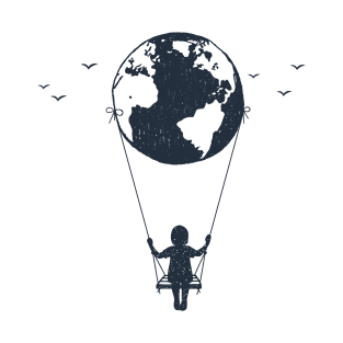 Earth, Girl On A Swing. Creative Illustration T-Shirt