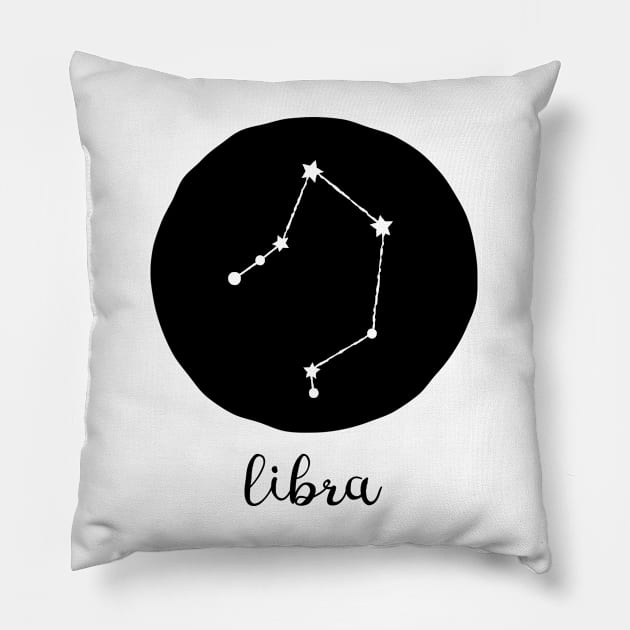 Libra Zodiac Constellation Astrological Sign Celestial Art Design Pillow by tortagialla