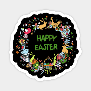 Easter Eggs Bunnies Hunting Happy Easter Magnet