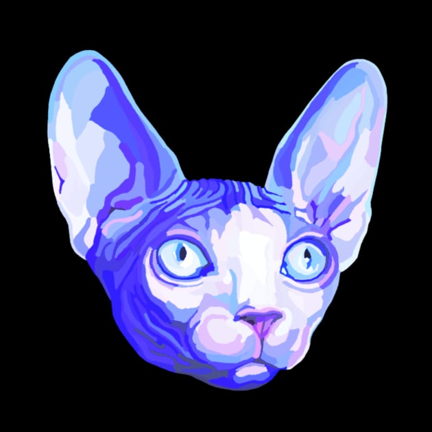 Floating Blue Sphynx Cat Head by Art by Deborah Camp