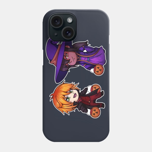 Halloween Witch and Vampire Chibi Phone Case by SakuraDragon