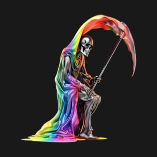 Rainbow Serenity - A Serious Yet Colorful Grim Reaper T-Shirt