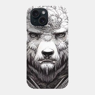 Bear Grizzly Wild Nature Illustration Line Epic Illustration Line Art Phone Case