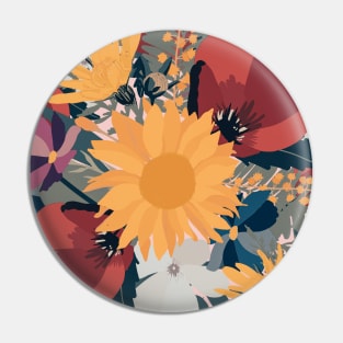 Modern Sunflowers Floral Autumn Colors Design Pin