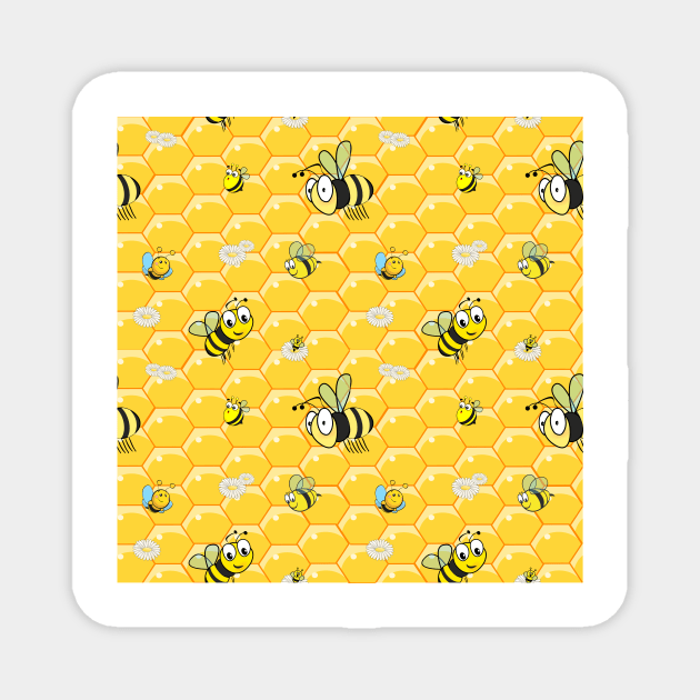 Bees on Honeycomb Magnet by Slap Cat Designs