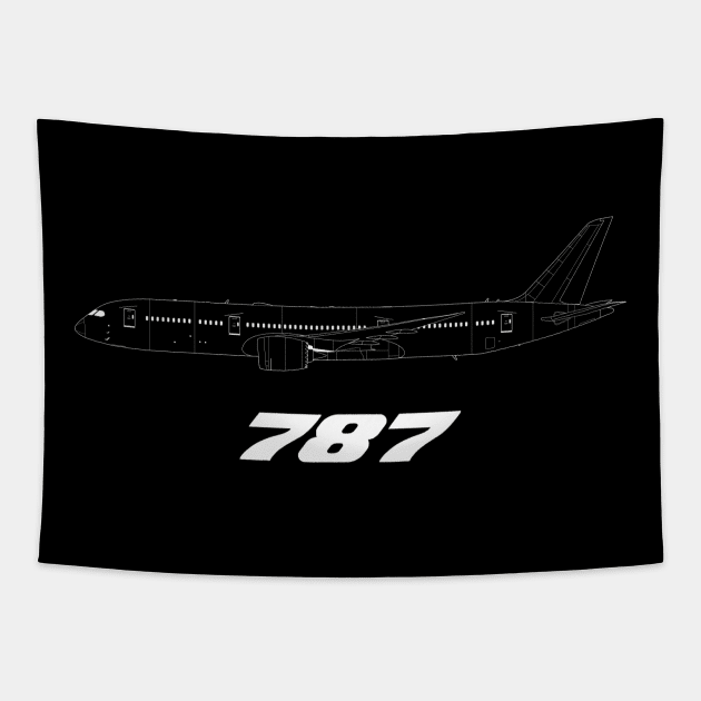 787-9 Line Drawing Tapestry by SteveHClark