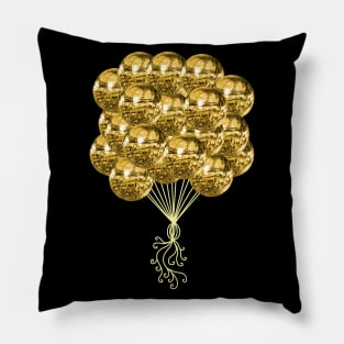 Glittery Gold Disco Ball Balloons Pillow