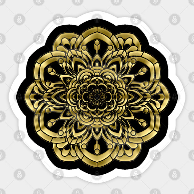 3d Gold Mandala Design 4 Sacred Geometry Flower Of Life Mandala Mandala Flower Patterns Sticker Teepublic