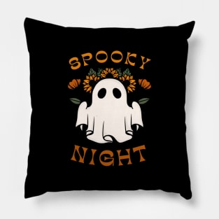 Halloween | Ghost Holding Sunflowers Pillow